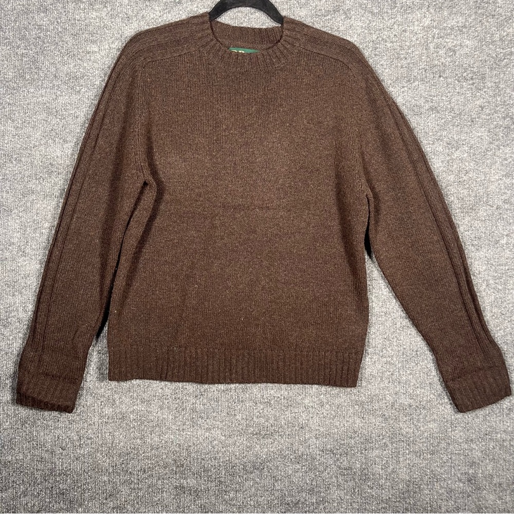 R&R Casuals‎ Mens Medium Brown Lambs Wool Vintage Knit Pullover Crewneck Sweater